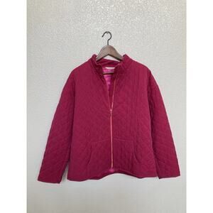 NWT Soft Surroundings Fuschia Pink Quilted Jacket size XL full zip MSRP $110